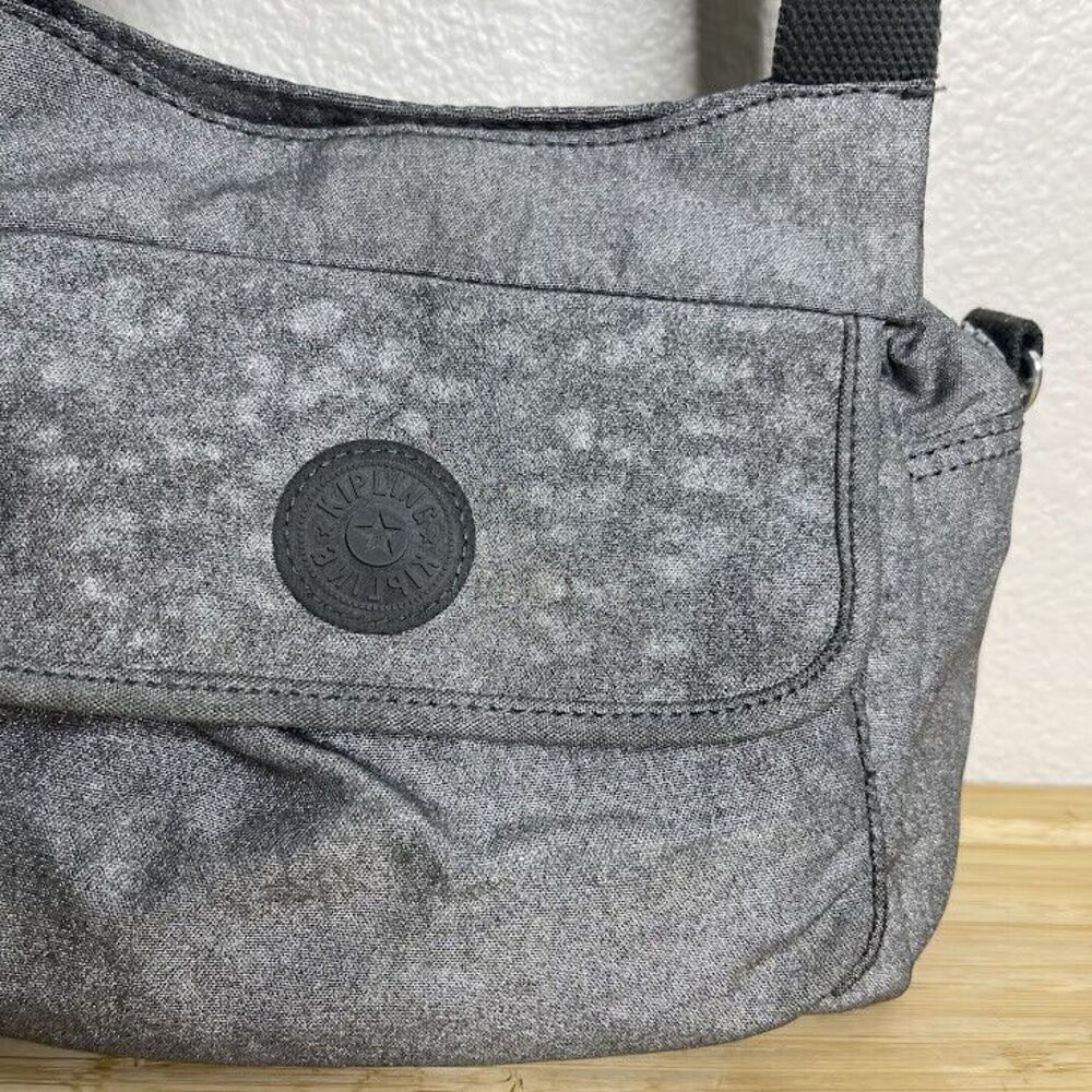 Kipling Shoulder Bag Nylon Silver Grey Felix Mini Double Handle Tote Purse - Picture 3 of 14